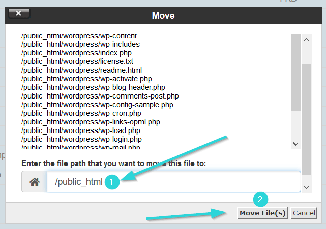 محتویات پوشه وردپرس را به Public_html منتقل کنید.
